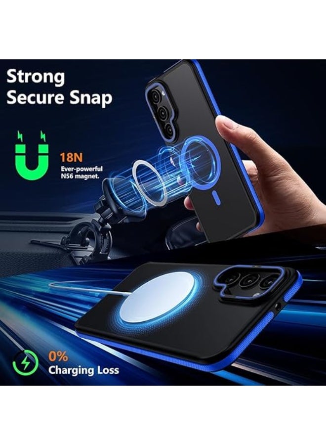 Samsung Galaxy S24 Plus /S25 Plus Case, Compatible with MagSafe, Anty-Slip Grip,Military-Grade Protective, Adjustable Kickstand Phone Case, Magnetic Case (Black/Blue) - Image 3