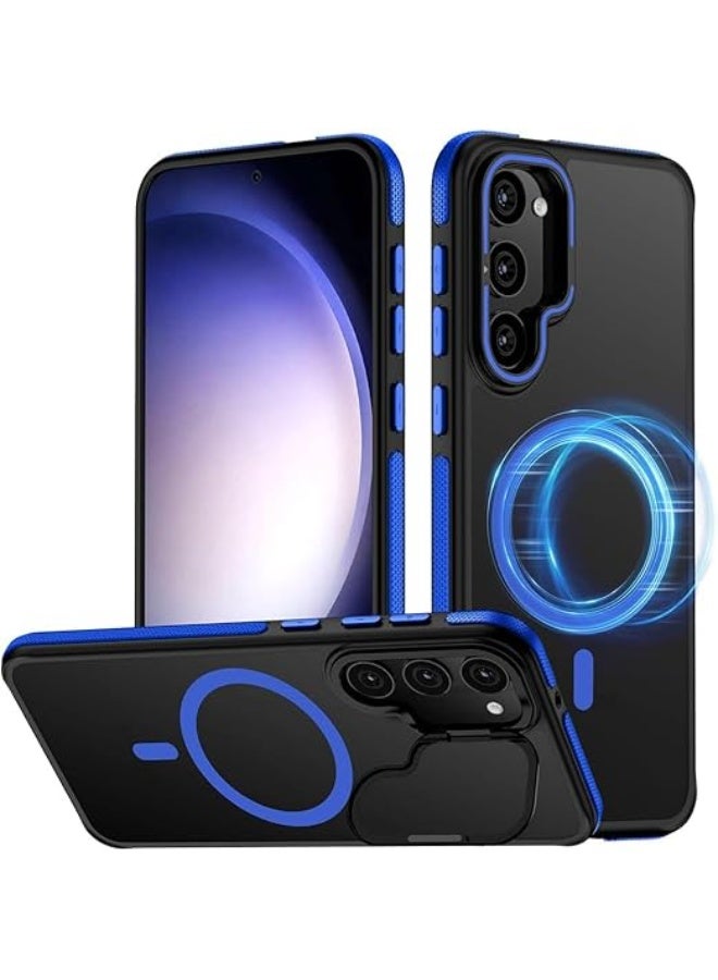 Samsung Galaxy S24 Plus /S25 Plus Case, Compatible with MagSafe, Anty-Slip Grip,Military-Grade Protective, Adjustable Kickstand Phone Case, Magnetic Case (Black/Blue) - Image 1