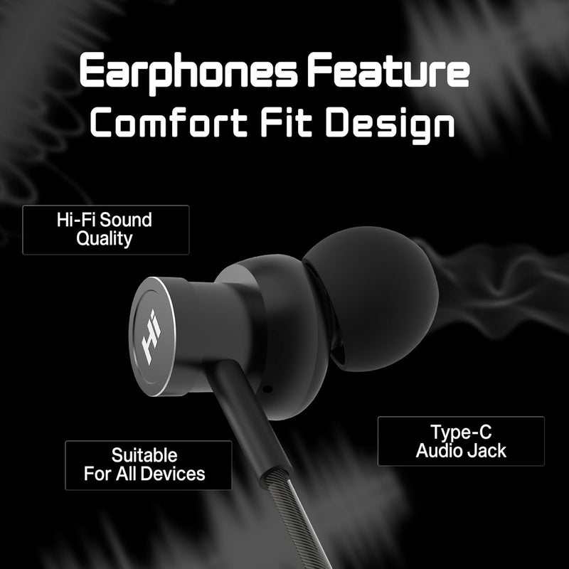 Hifuture HI5 USB-C Wired Earphones with Mic, Hi-Res Sound, Black - Image 5