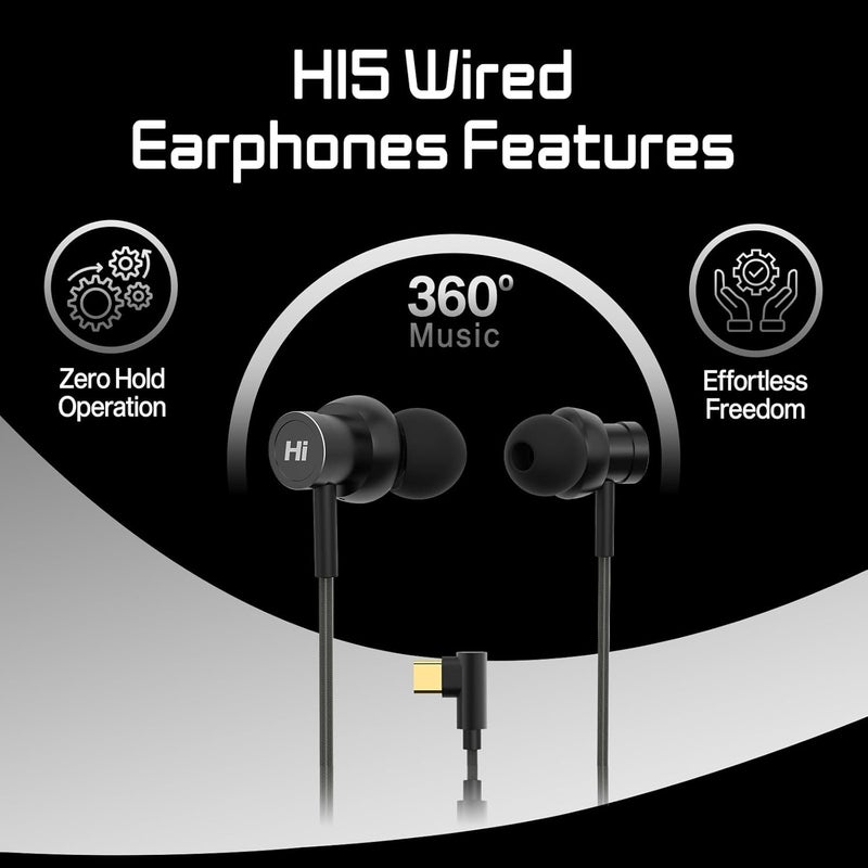 Hifuture HI5 USB-C Wired Earphones with Mic, Hi-Res Sound, Black - Image 3