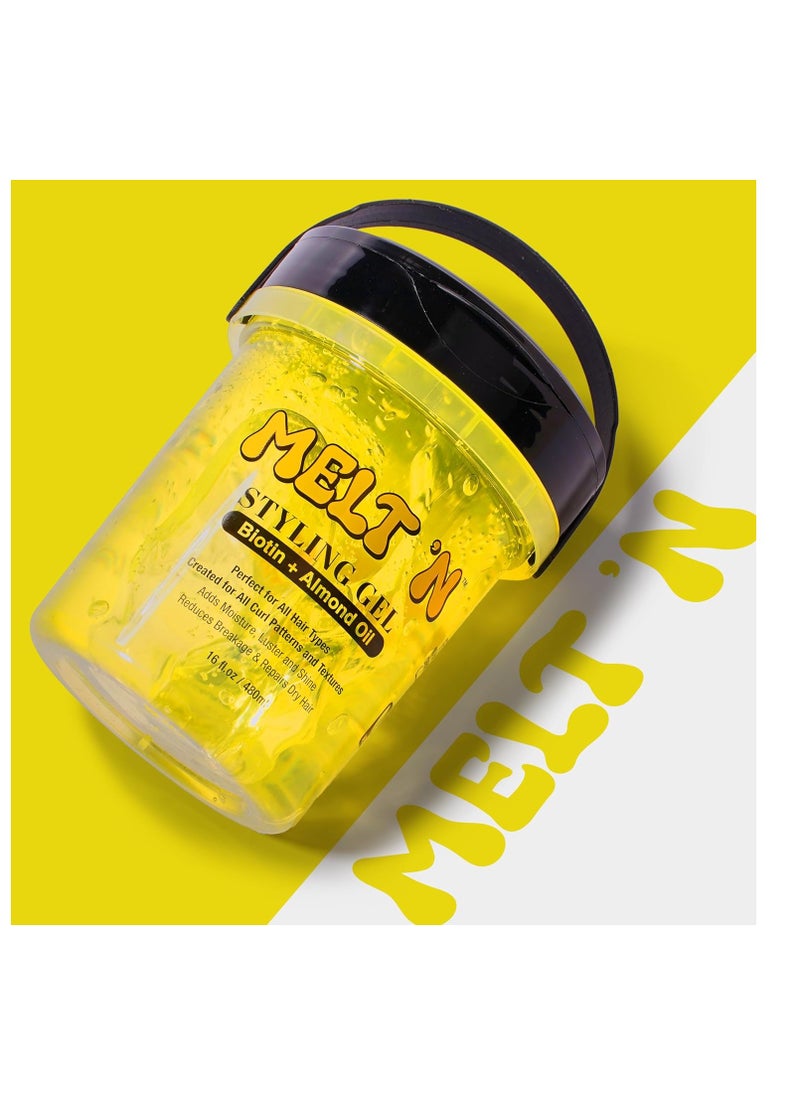 EBIN NEW YORK EBIN NEW YORK Melt'n Styling Gel Biotin and Almond Oil Infused 82oz - Strengthens Hair and Moisture Retenetion, Strong Hold Styling, Protects Hair from Damage, Gives High Shine, No Frizz or Breakage  - Image 2