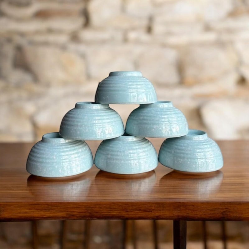 GBW Melamine Bowls 280ml 6.5inch Set of 6 Blue Colour Melamine Round Shape Morracon Soup Bowls Pasta Oatmeal Serving Bowls Dining Table Bluecolor BPA Free Stain Free Glazed Finish - Image 1