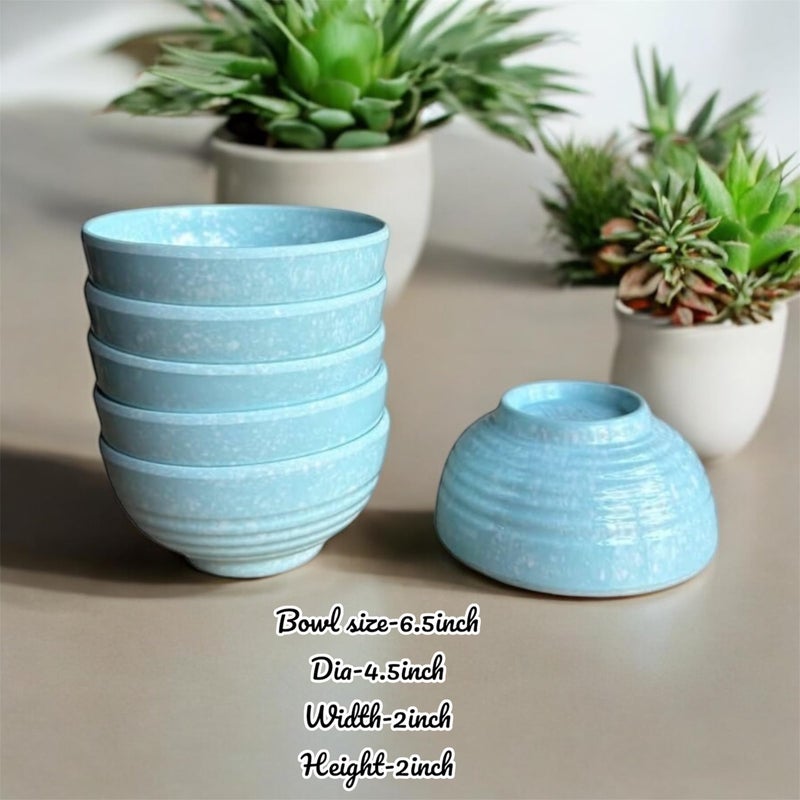 GBW Melamine Bowls 280ml 6.5inch Set of 6 Blue Colour Melamine Round Shape Morracon Soup Bowls Pasta Oatmeal Serving Bowls Dining Table Bluecolor BPA Free Stain Free Glazed Finish - Image 3