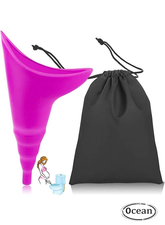 JS Female Urination Device, Portable Urinal for Women, Female Reusable Urinal Funnel, Female Pee Funnel for Travel, Hiking, Camping, Outdoor Activities (Purple) - Image 1