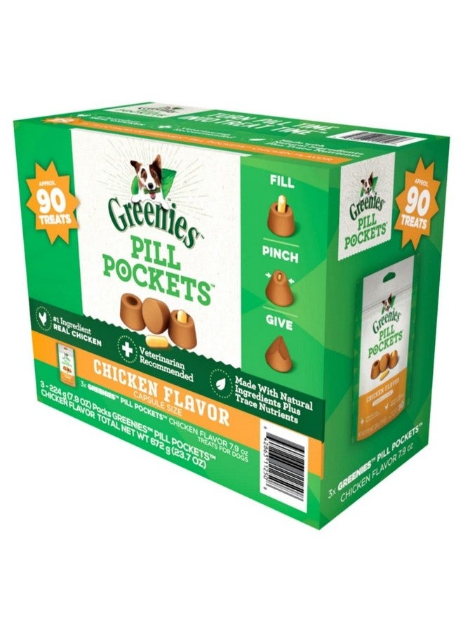 Greenies Chicken Flavor Capsule Size Pill Pockets Treats for Dogs 3 /7.9 Oz Net Wt 23.7 Oz - Image 1