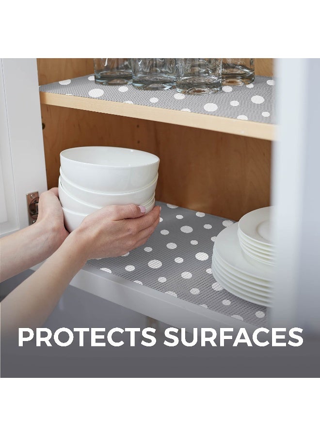 HOME GENIE Shelf Drawer and Cabinet Liner, Durable with Strong Grip, 12 in x 20 FT, Non Adhesive Liners Protect Kitchen Cabinets and Cupboard, Bathroom Drawers and Shelves, Desks, Dots Gray White - Image 4
