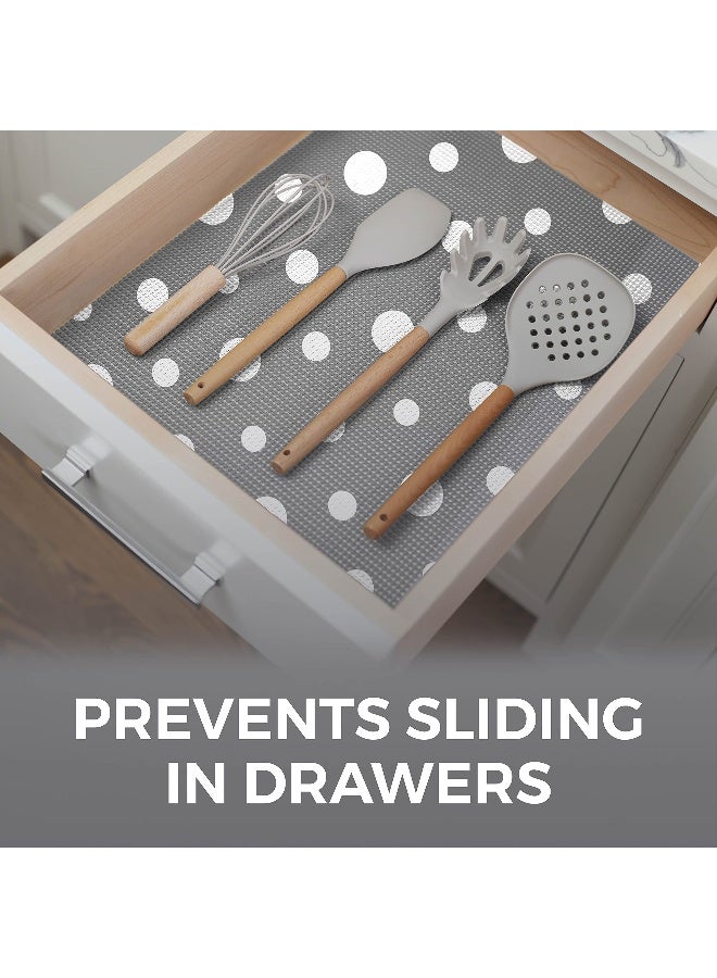 HOME GENIE Shelf Drawer and Cabinet Liner, Durable with Strong Grip, 12 in x 20 FT, Non Adhesive Liners Protect Kitchen Cabinets and Cupboard, Bathroom Drawers and Shelves, Desks, Dots Gray White - Image 3