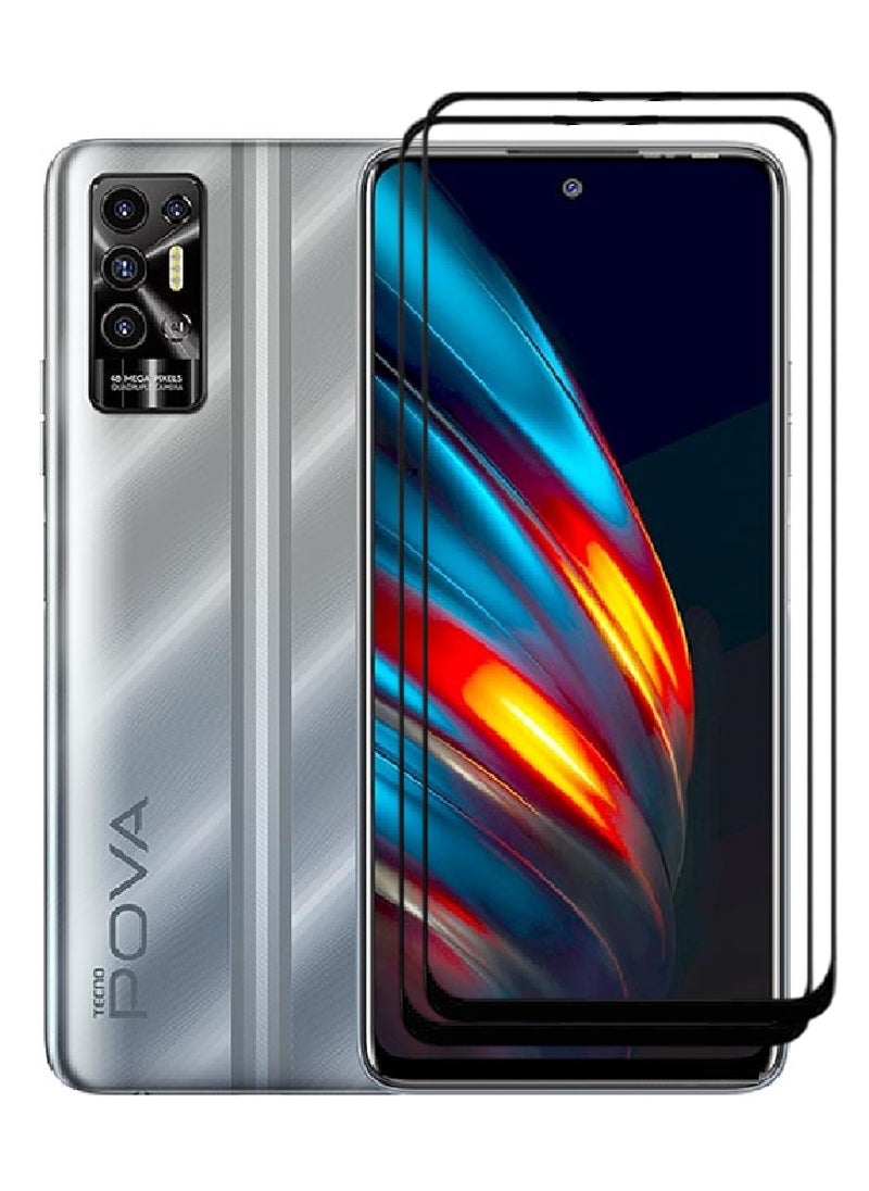 AINA 2 Pieces Tempered Glass Screen Protector 5D Designed For Tecno Pova 2 Full Glue Edge to Edge Full Screen Coverage And Bubble Free - Image 1