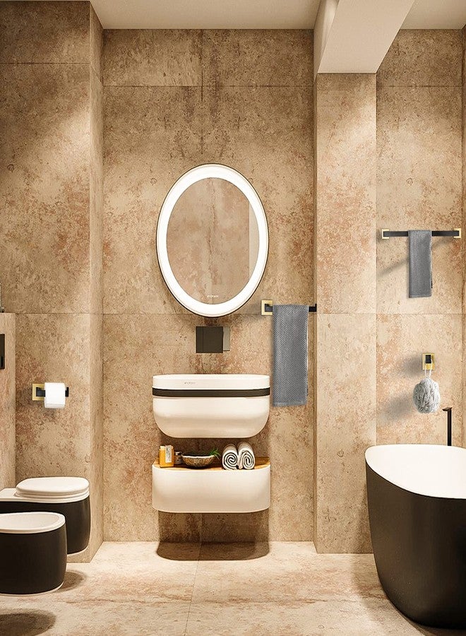 TURS 5-Piece Bathroom Hardware Set Black and Gold Towel Bar Sets Include 24 Inch Towel Bar Hand Towel Holder Toilet Paper Holder and 2 Towel Hooks,Stainless Steel Wall Mounted - Image 5