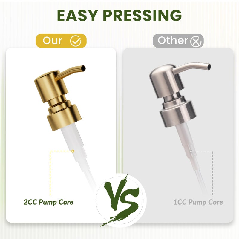 AmazerBath Soap Dispenser, 2 Pack Glass Soap Dispenser with Pump Stainless Steel, 17 Oz Clear Gold Hand Soap Dispensers for Bathroom and Kitchen - Image 5