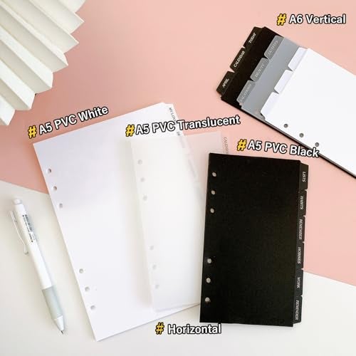DY.2ten Clear Binder Dividers for 6-Holes Ring Binder, 1/6 Cut Tabs, A6 Size, Sturdy Plastic Dividers with 6 Tabs for School Office Home, 2 Sets, 12 Dividers, 2 Tab Stickers. - Image 2