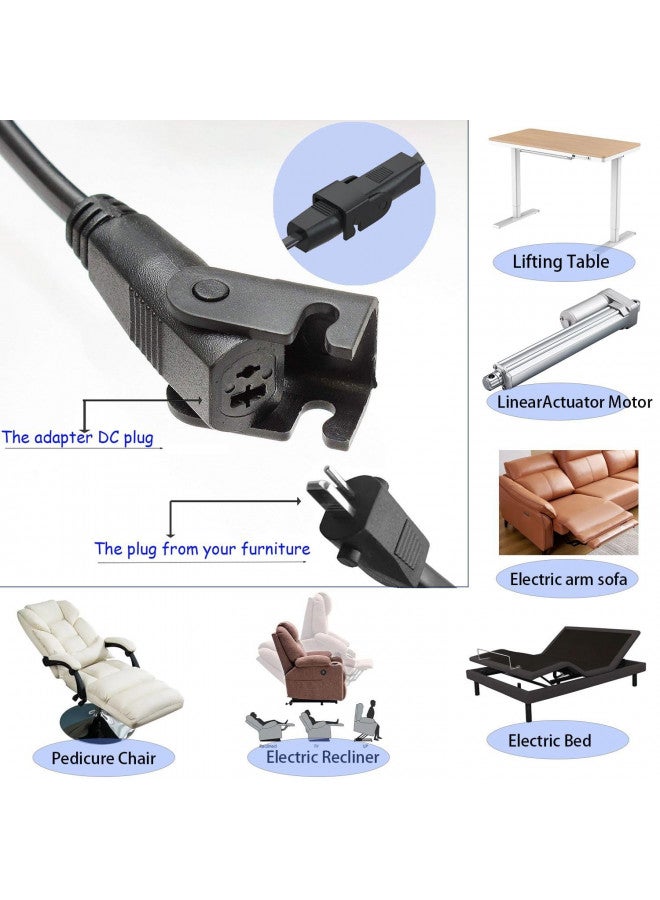 HWX HWX Universal Power Recliner Power Supply, AC/DC Switching Power Supply Transformer 2-pin 29V/24V 2A Adapter with AC Power Cord for Electric Power Recliner Lift Chair,Recliner Sofa  - Image 1