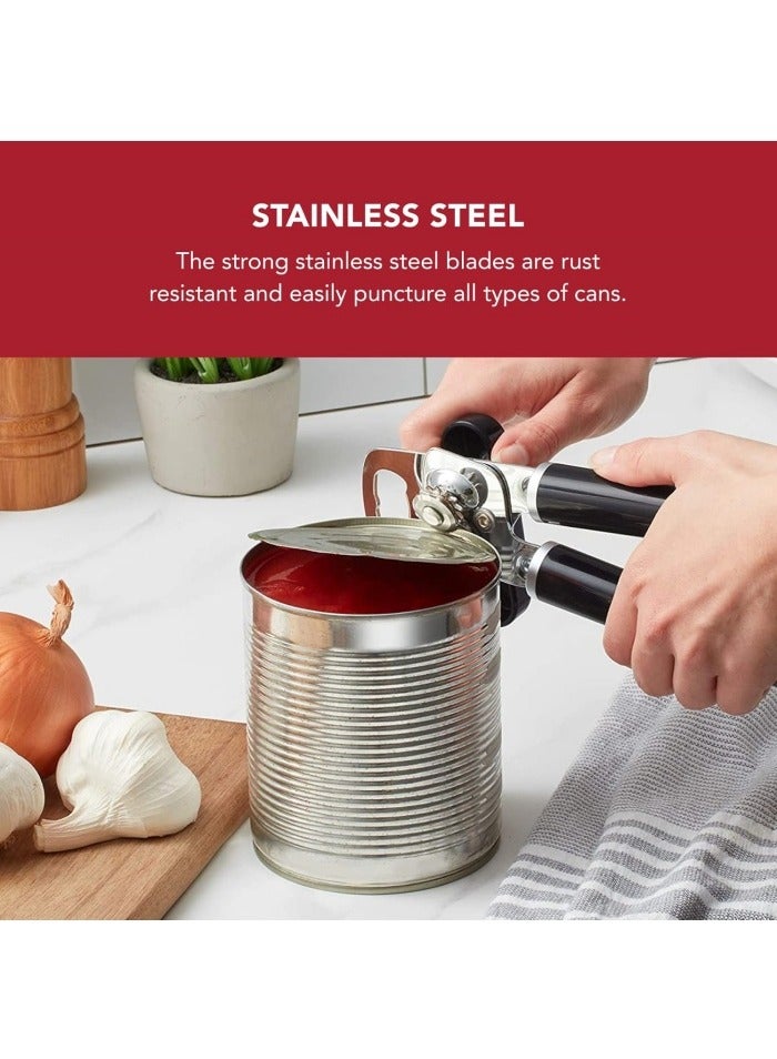Classic Multifunction Can Opener and Bottle Opener Easy to Use, Razor Sharp Stainless Steel Cutting Wheel, Soft Ergonomic Handle - Image 4