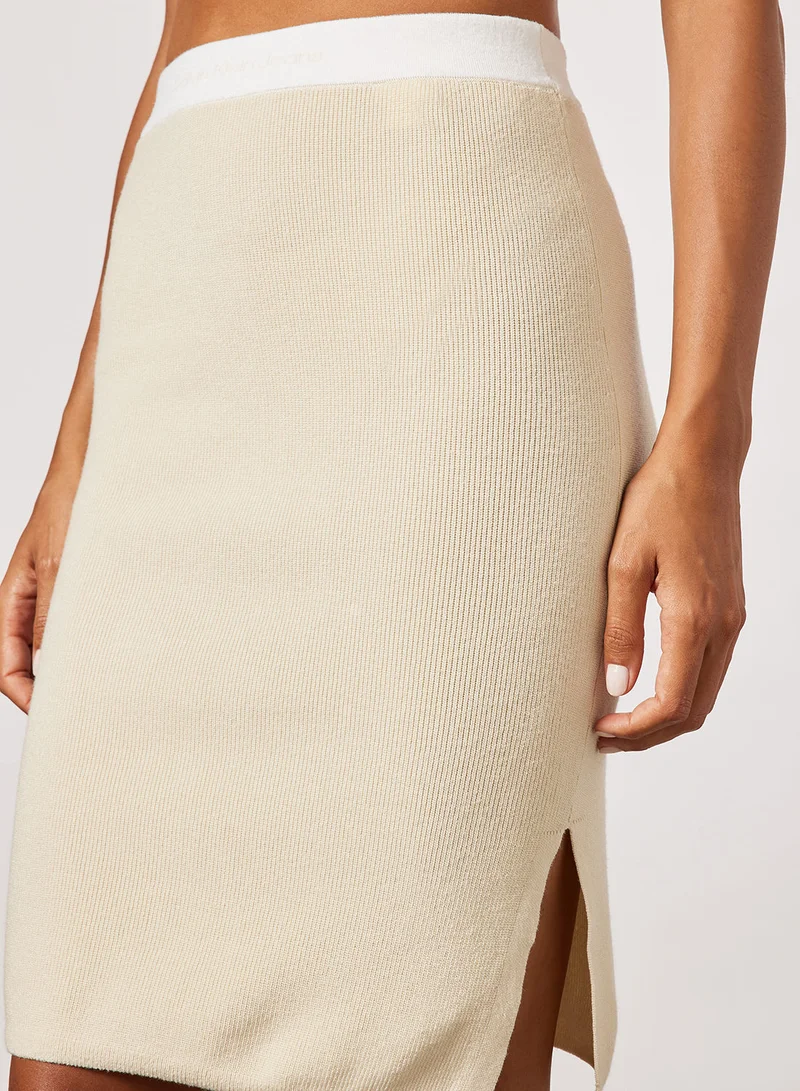 Calvin Klein Jeans Monogram Waist Midi Skirt