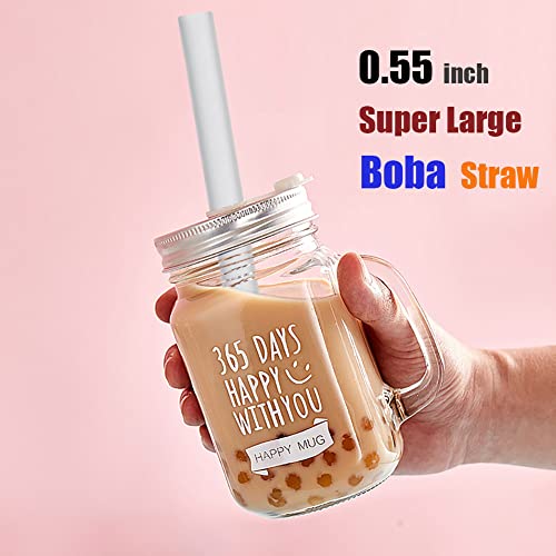 ALINK Reusable Clear Silicone Boba Straws, 4-Pack Extra Wide Smoothie Straws for Bubble Tea/Shakes/Tapioca Pearls with Cleaning Brush and Carrying Case - Image 5