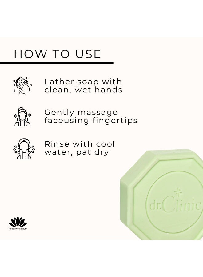dr.Clinic DR. CLINIC | Prebiotic Soap for Oily Skin | Green Tea, Collagen, Vitamin C | Oil Control, Pore Cleansing & Brightening | Refreshing Daily Cleansing Bar | 100g - Image 4