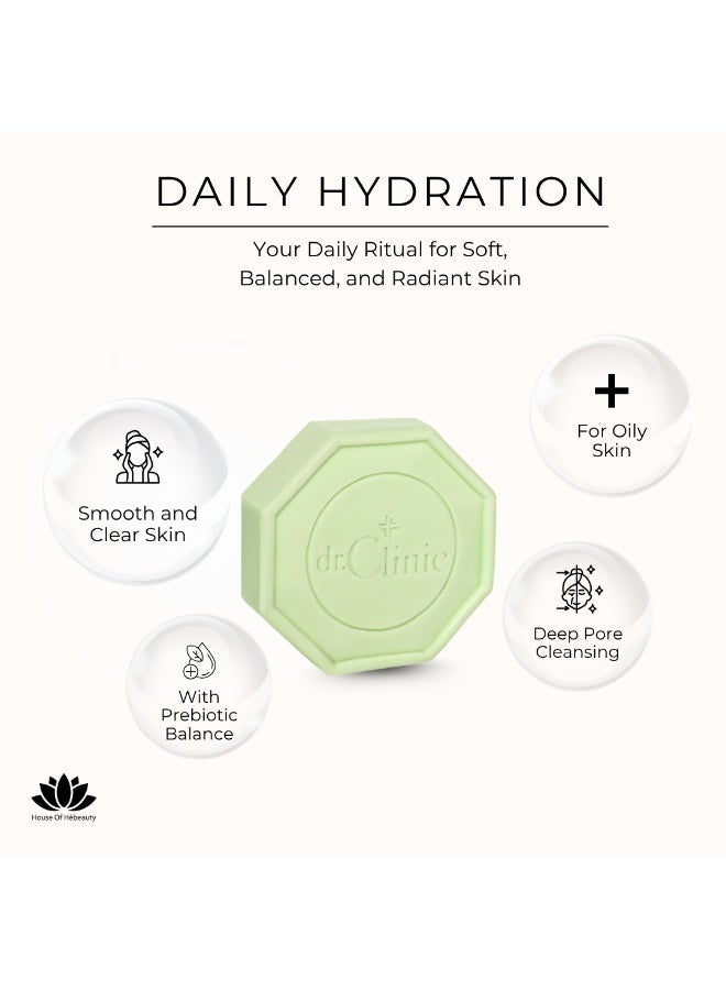 dr.Clinic DR. CLINIC | Prebiotic Soap for Oily Skin | Green Tea, Collagen, Vitamin C | Oil Control, Pore Cleansing & Brightening | Refreshing Daily Cleansing Bar | 100g - Image 3