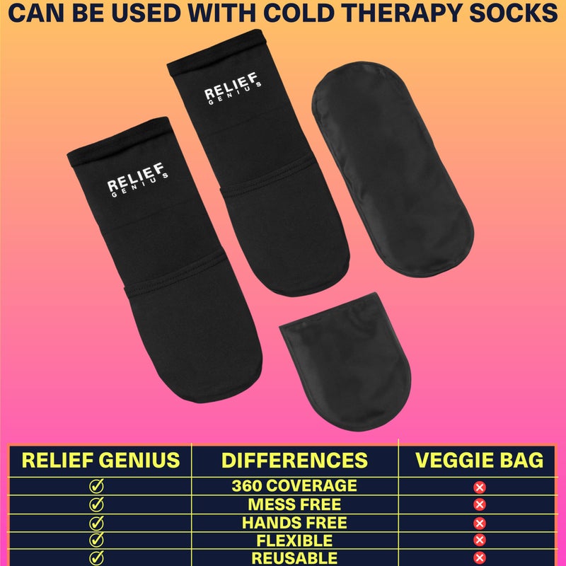 CTR BAND Relief Genius Small Gel Ice Packs for Injuries Reusable - Replacement Gel Packs for Cold Therapy Socks - Can Be Used for Face, Chest, Neck, and More - Use for Hot Or Cold Therapy to Achieve Relief - Image 4