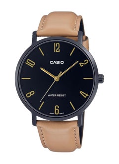 Casio MTP-VT01BL-1B Men's Minimalistic Black IP Leather Band Black Dial 3-Hand Analog Watch