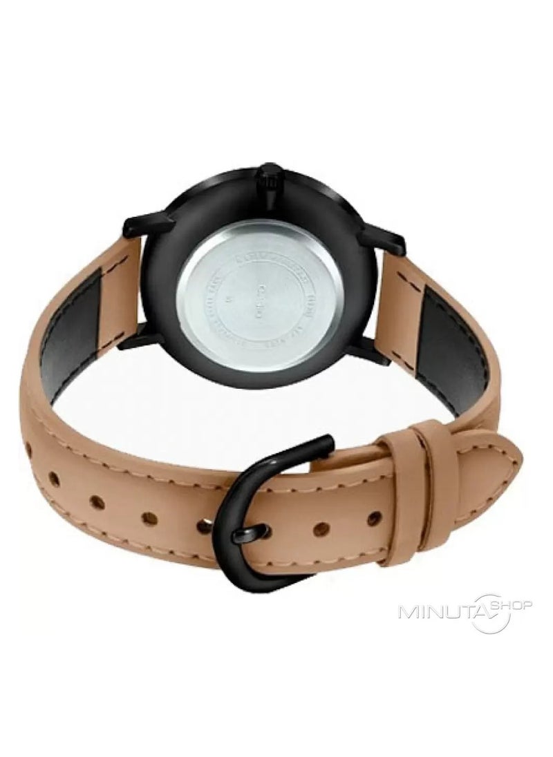 CASIO - Casio MTP-VT01BL-1B Men's Minimalistic Black IP Leather Band Black Dial 3-Hand Analog Watch - Image 1