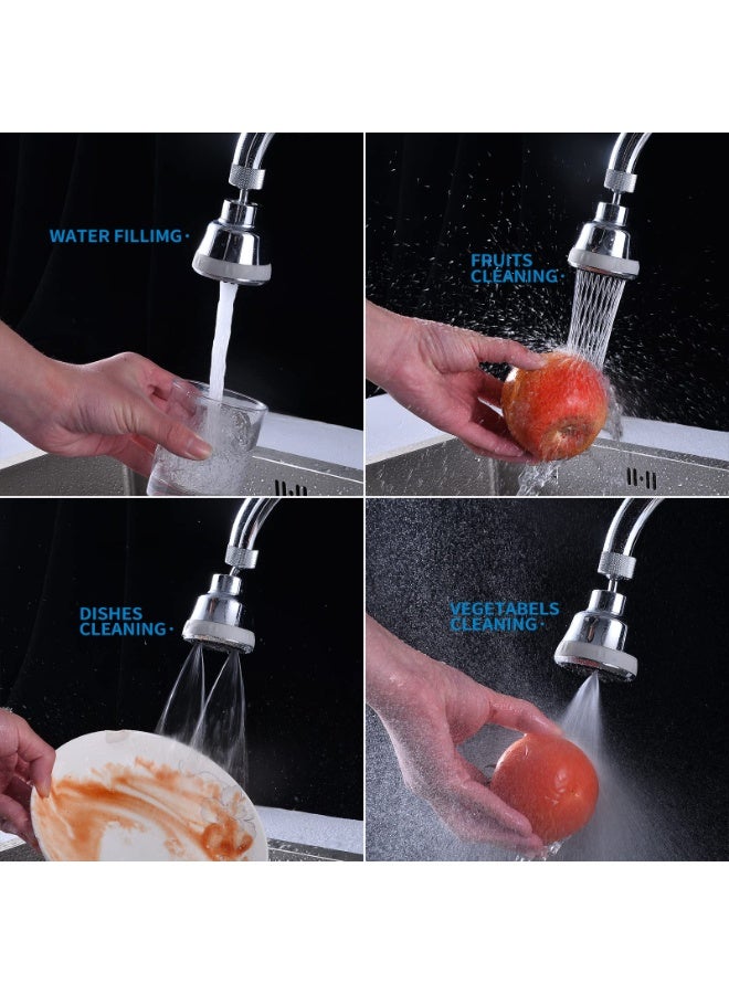 4 Spray Modes Faucet Aerator,360 Degree Faucet Sprayer Attachment,Big Angle Kitchen Faucet Aerator,Swivel Faucet Extender,Sink Sprayer Attachment for faucet,55/64 inch Female Thread (Chrome) - Image 5