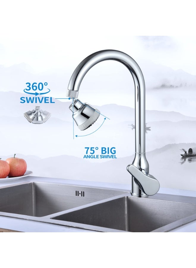 4 Spray Modes Faucet Aerator,360 Degree Faucet Sprayer Attachment,Big Angle Kitchen Faucet Aerator,Swivel Faucet Extender,Sink Sprayer Attachment for faucet,55/64 inch Female Thread (Chrome) - Image 4