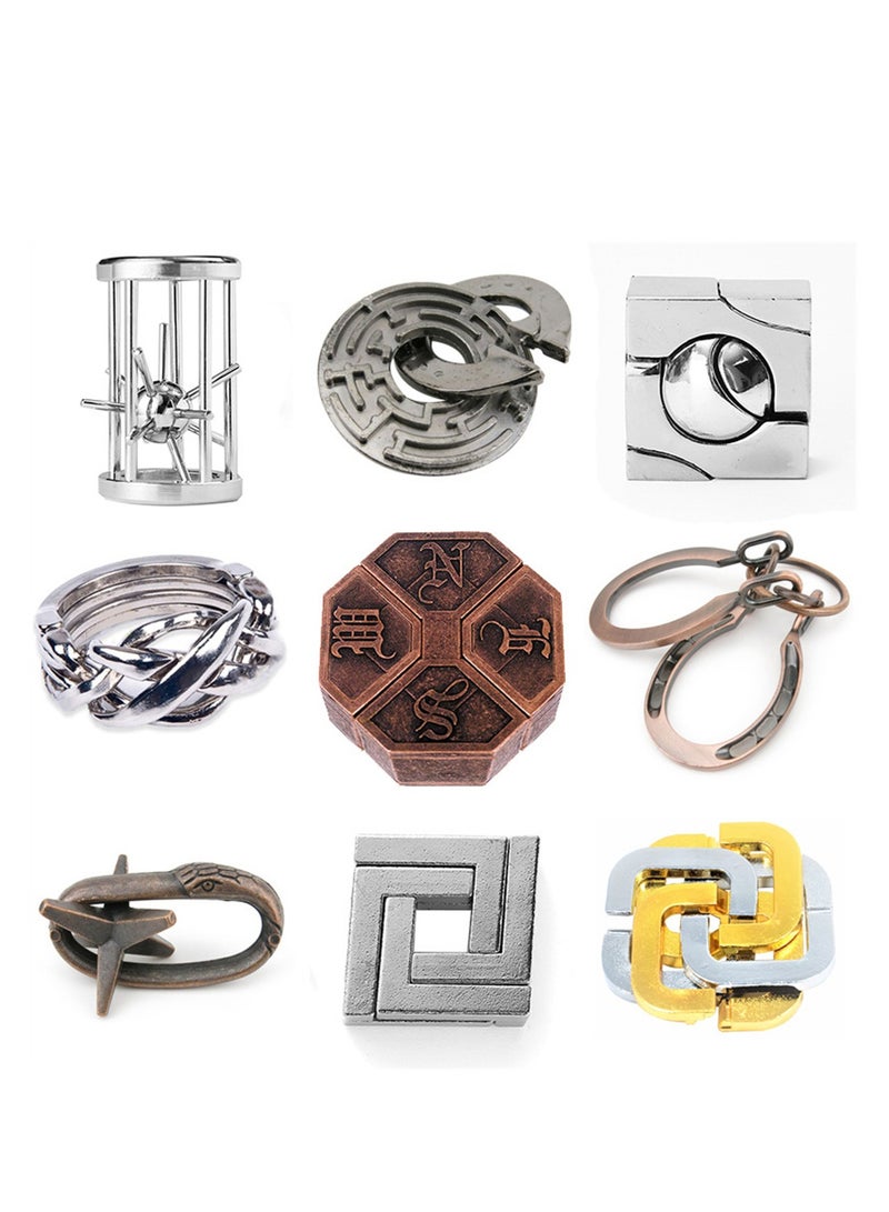 9pcs zinc alloy unlocking magic alloy educational toy nine-link intellectual unlocking buckle  - Image 1