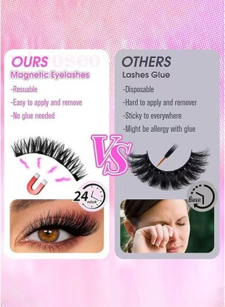 4 Pieces Magnetic Eyelash Set, No Glue Needed Half-Eye Design Reusable Lashes with Applicator, Natural Fluffy Magnetic False Eyelashes for Daily Wear - view 5