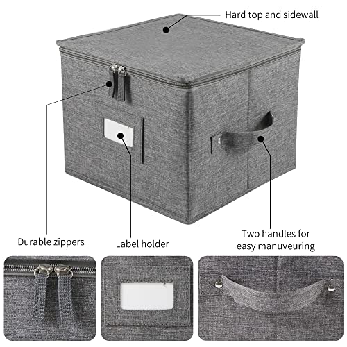 popoly China Storage Containers Hard Shell Inside 10" W x 8" H, Salad Plate Storage Containers for Dishes, Dinnerware with 24 Felt Dividers, Hold 24 Plates, Foldable and Stackable (2 Pack Grey) - Image 3