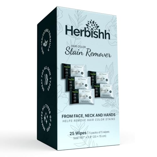 Herbishh Hair Color Stain Remover Wipes Gentle Formula for Dye Cleanup SkinFriendly Travel Pack Pack of 5 - Image 1