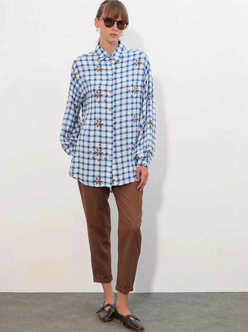 بيغ دارت BDART Oversized Plaid Crepe Shirt