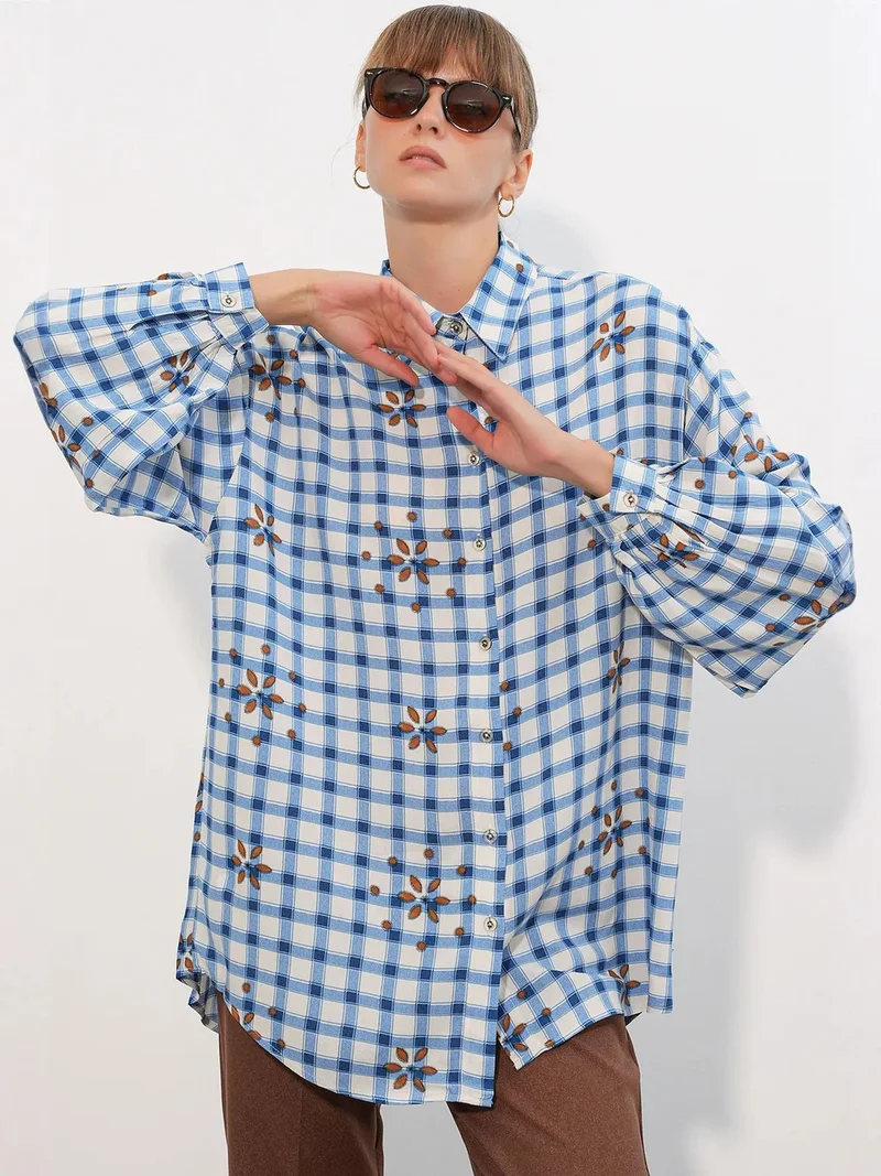 بيغ دارت BDART Oversized Plaid Crepe Shirt