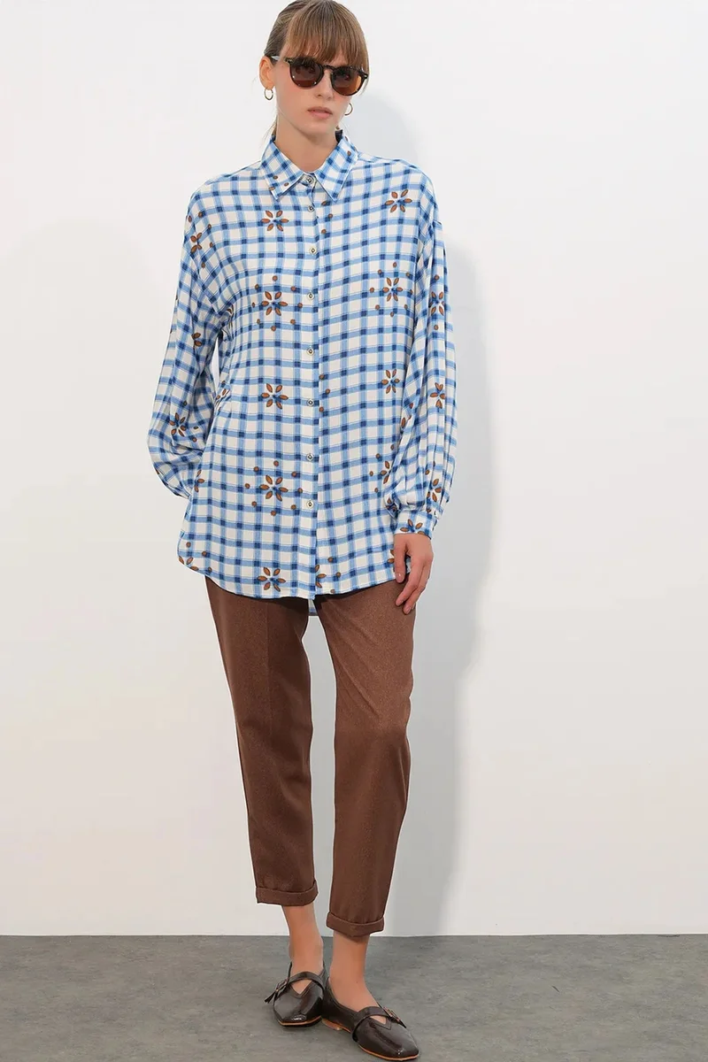 بيغ دارت BDART Oversized Plaid Crepe Shirt