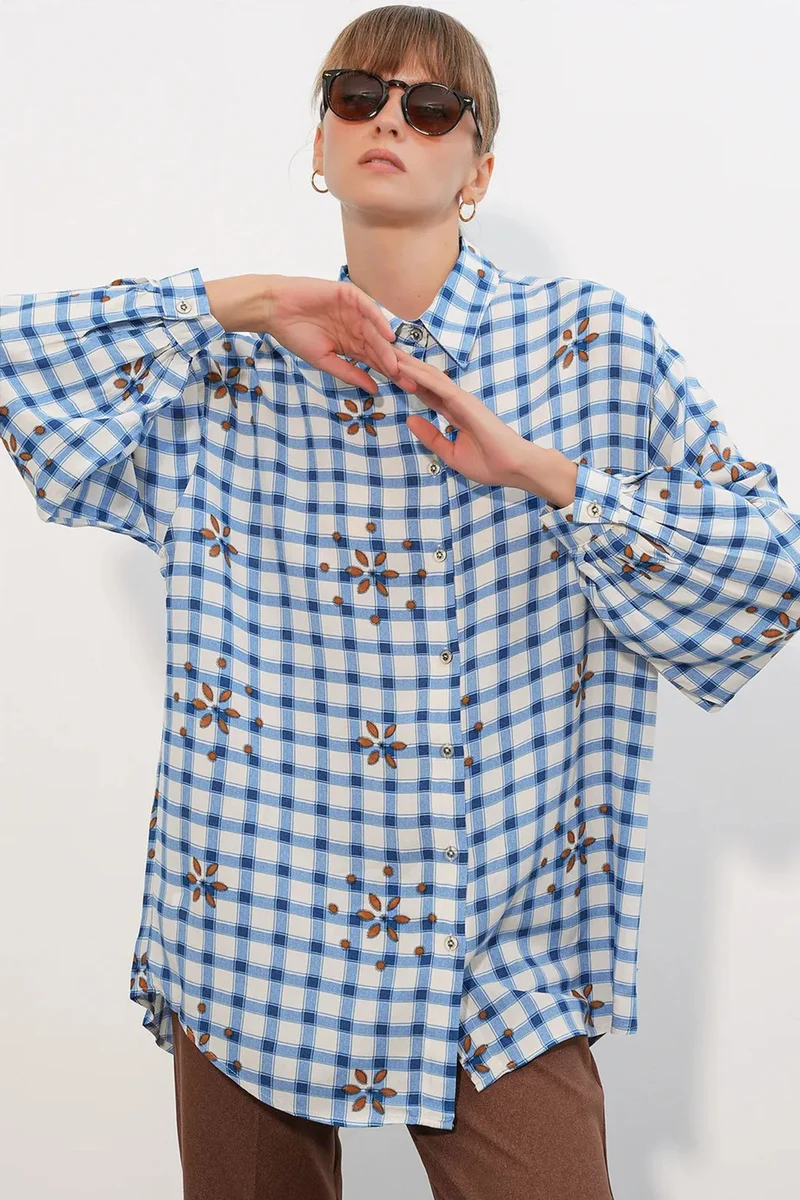 بيغ دارت BDART Oversized Plaid Crepe Shirt