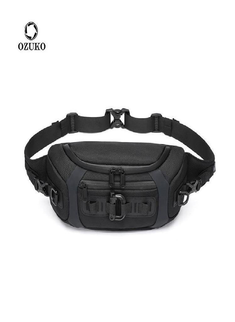 Eckek - OZUKO New Sports Waist Bag Men's Multifunctional Chest Bag Tactical Small Chest Bag - Image 1