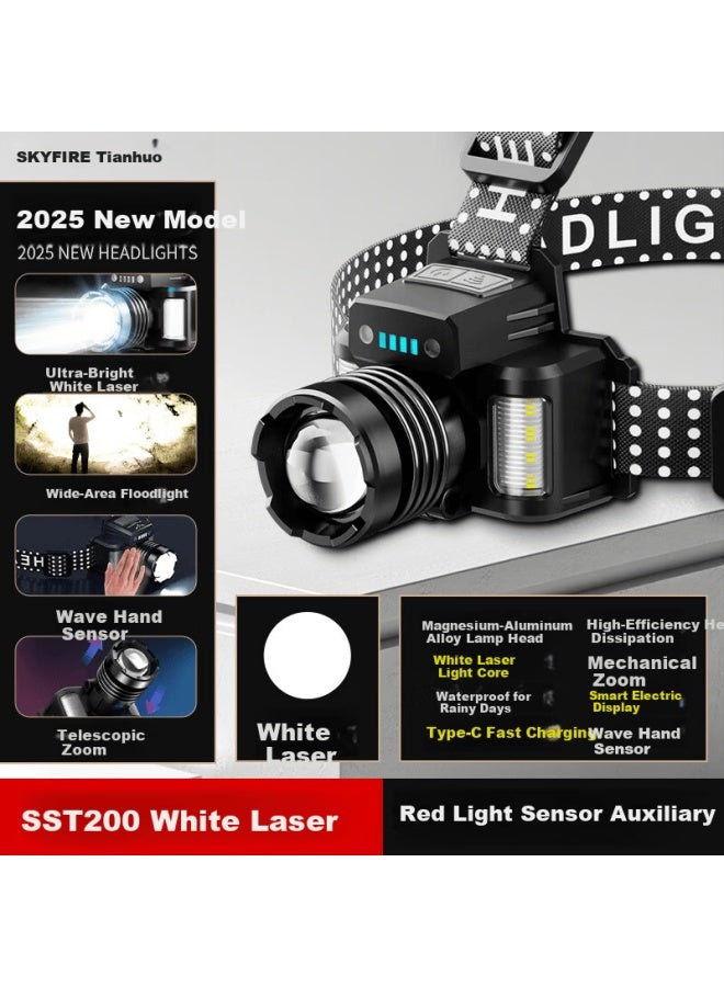 Skyfire Tianlong Chuanhai Headlamp, High-intensity Ultra-bright Outdoor Long-range Night Fishing Specialized Long Battery Life White Light Hiking Illumination Lamp