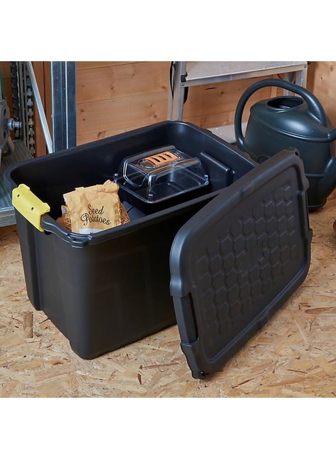 Strata Heavy Duty Stackable Storage Box with Lid Black and Yellow 60 Liter XW442-BLK/YEL-EX - Image 4