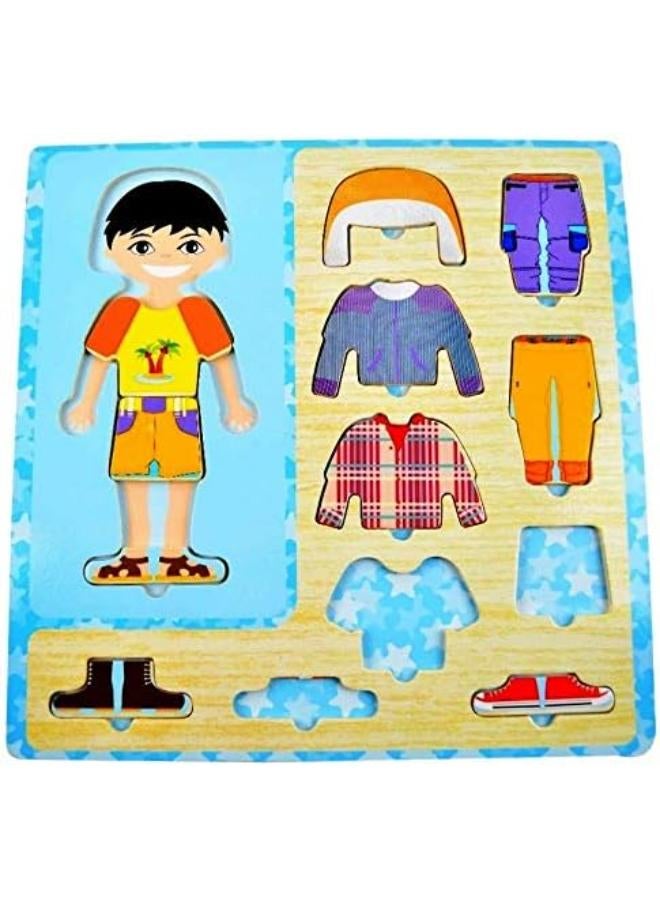 Qatalitic Wooden Dress Up Boy Puzzle Shape Board Game (1-5 Years) 