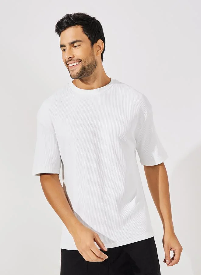 ستايلي Ribbed Oversized Heavy Jersey T-Shirt