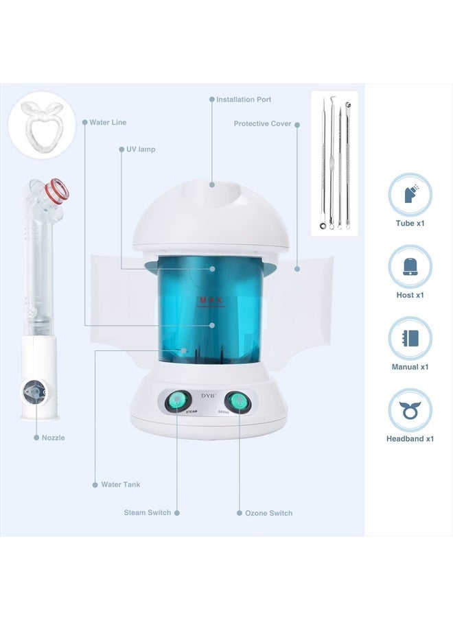 DYB - Portable Facial Steamer, Nano Ionic Face Steamer with 360°Rotatable Sprayer,Mini Facial Steamer for Salon and Spa,1 Piece Headband and 4 Pieces Steel Skin Kits. - Image 1