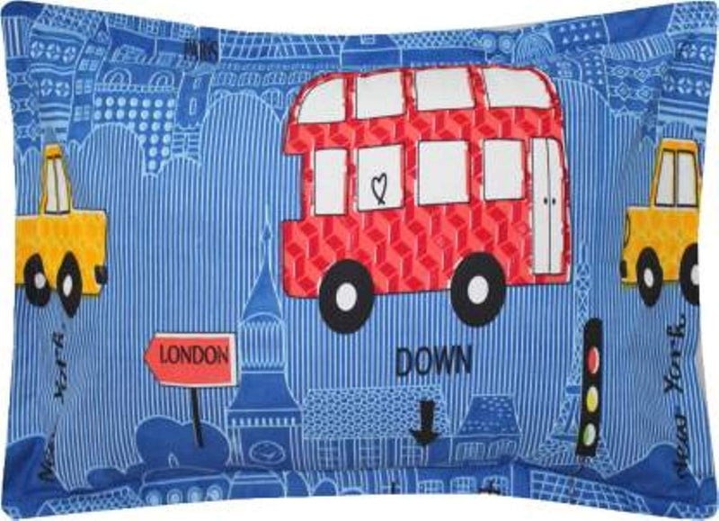 KAWI Single Bedsheet Elastic Fitted Glace Cotton with 1 Pillow Cover,200 TC (Size 72X48X up to 8 Inches Mattress) - Blue Color - Image 2
