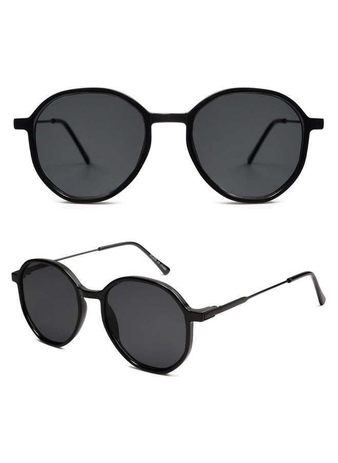 Sojos Fashion Hexagon Round Sunglasses For Women Trendy Inspired Designer Style Big Shades Sunglasses Sunnies Sj2181 With Black Framegrey Lens  - Image 3