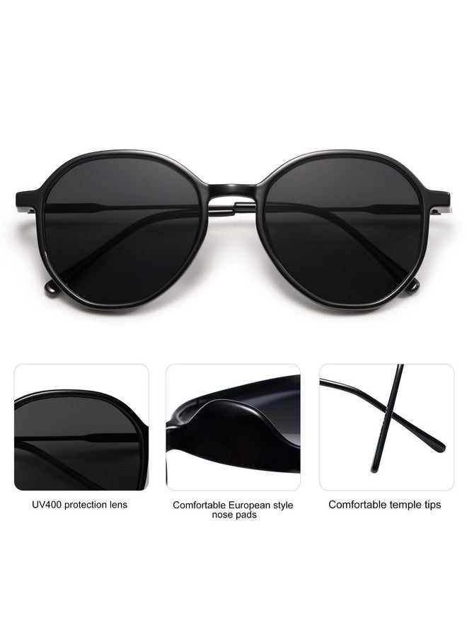 Sojos Fashion Hexagon Round Sunglasses For Women Trendy Inspired Designer Style Big Shades Sunglasses Sunnies Sj2181 With Black Framegrey Lens  - Image 4