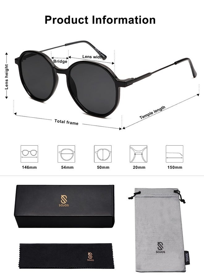 Sojos Fashion Hexagon Round Sunglasses For Women Trendy Inspired Designer Style Big Shades Sunglasses Sunnies Sj2181 With Black Framegrey Lens  - Image 5