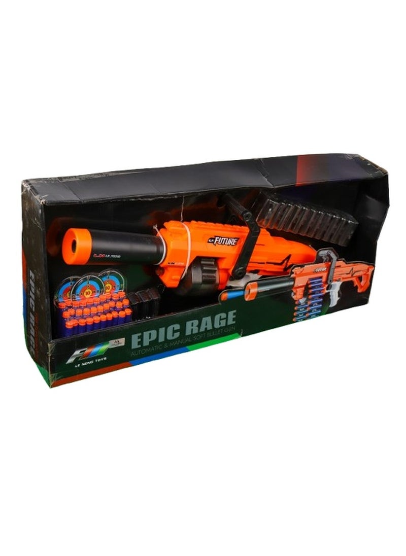 Epic Rage Future Automatic & Manual Soft Bullet Gun 30 Bullets - G11  - Image 1