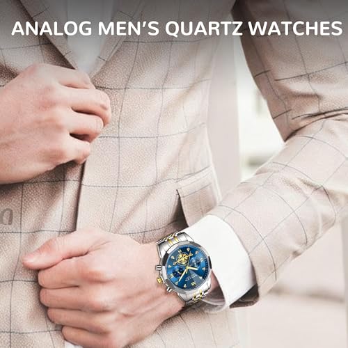 SOLLEN Mens Luxury Watches, Analog Quartz Chronograph Watches for Men, Stainless Steel Watch with Moon Phase, 30M Waterproof Wrist Watch for Men,Business Dress Classic Elegant Work Watch Gifts for Man - Image 2