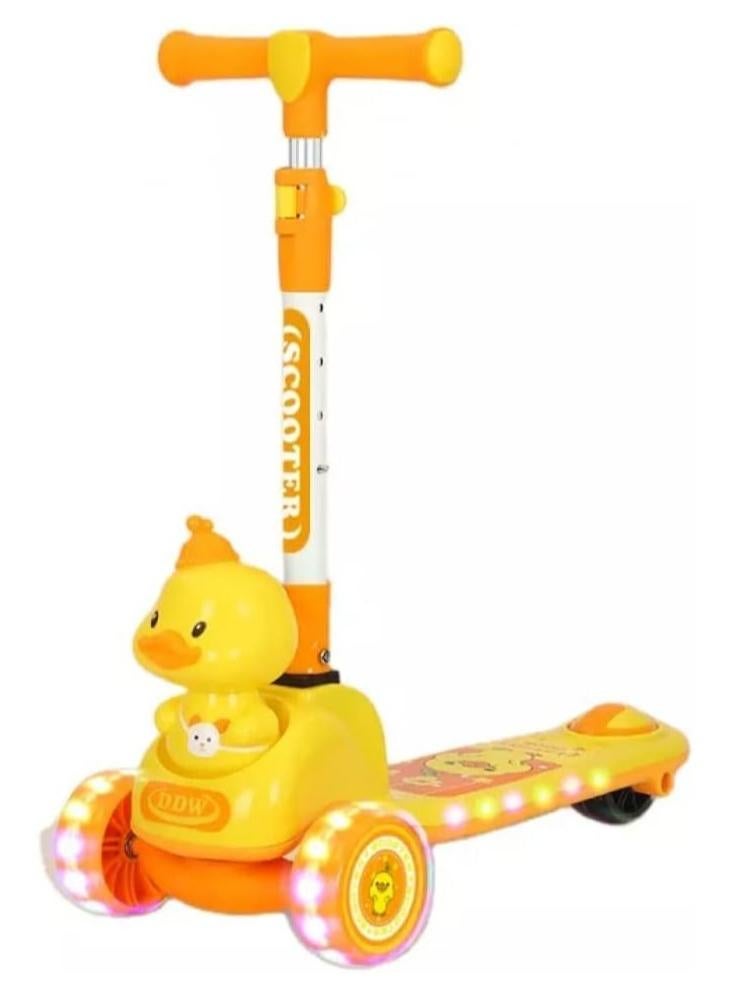 سكوتر أطفال بثلاث عجلات بتصميم بطة جذابة – لون أصفر - Image 1