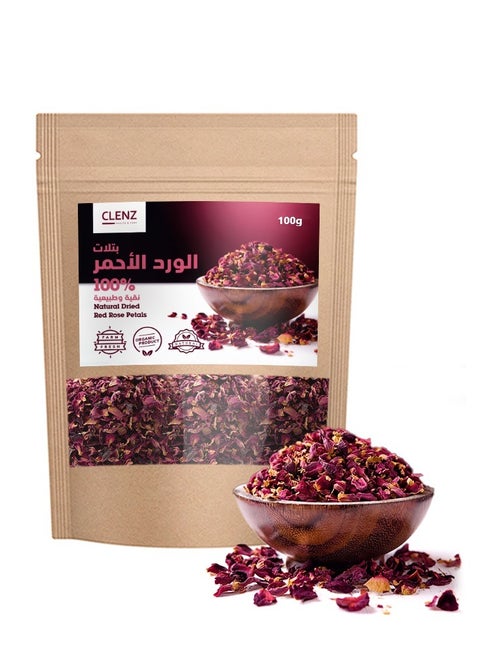 100% Natural Dried Red Rose Petals -  100g