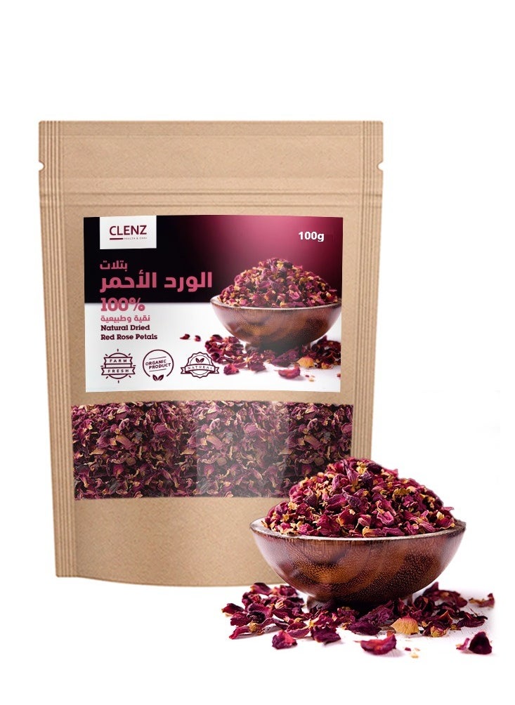CLENZ - 100% Natural Dried Red Rose Petals -  100g - Image 1