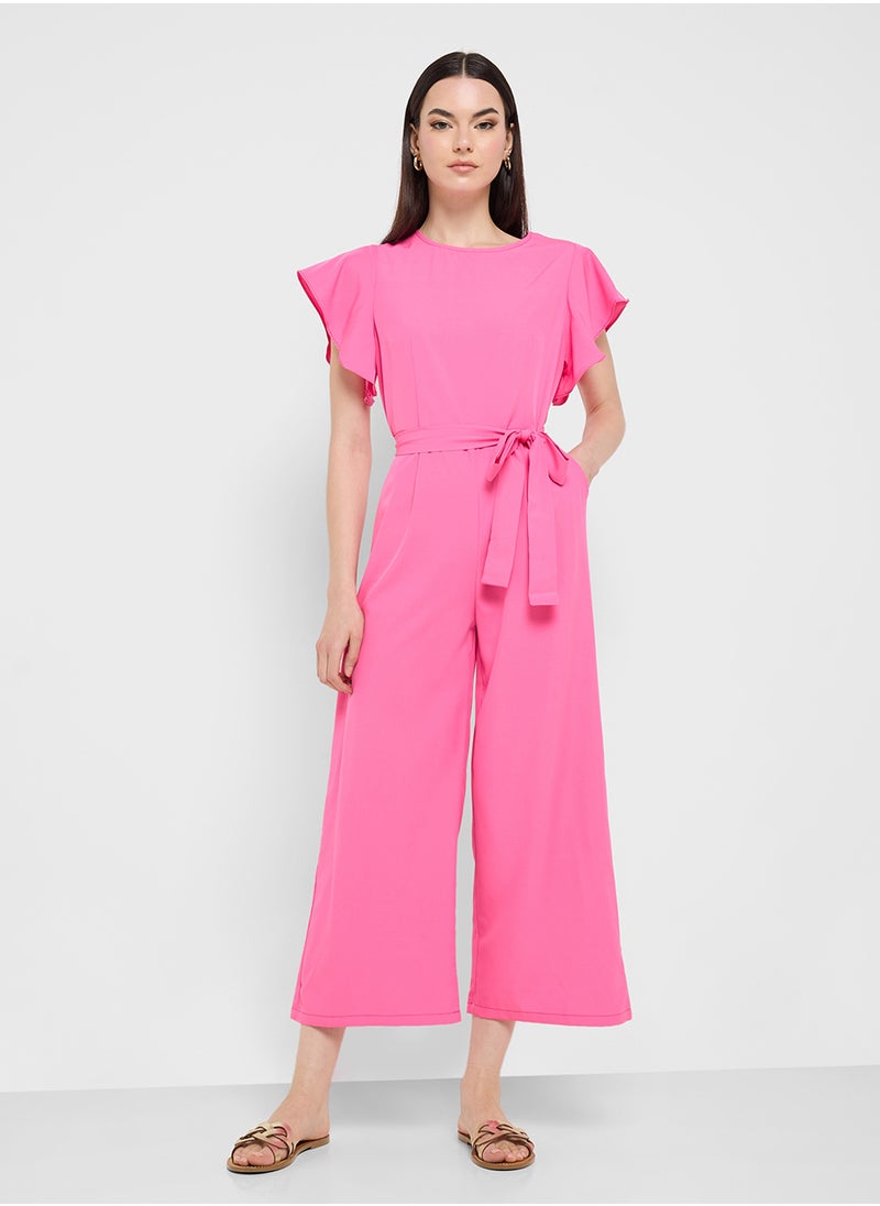 Ginger Ruffle Sleeve Belt Tie Up Detail Jumpsuit  - Image 1